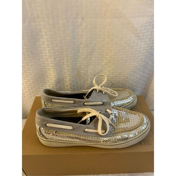 Sperry Topsider loafers silver sequins womens 8 - Picture 2 of 6